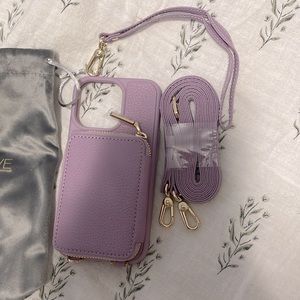 Light Purple & Gold IPhone 13 Pro Leather Wallet Crossbody Case *NWT* 💜